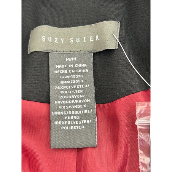 Suzy Shier Women’s Blazer Black M Vintage Shoulder Pads Button Princess Seams - Picture 13 of 16